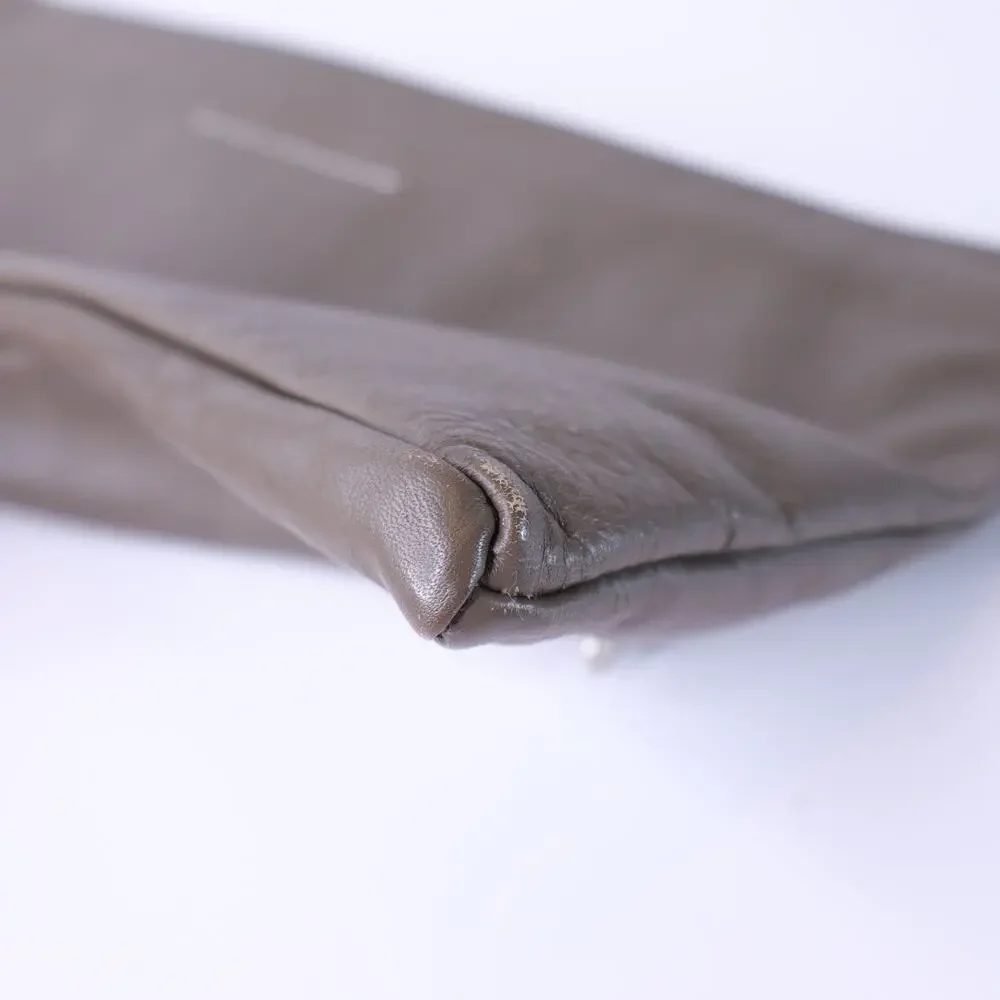 MM6 Dark Taupe Clutch Maison Martin Margiela Pebbled Leather Two Pocket Wallet
